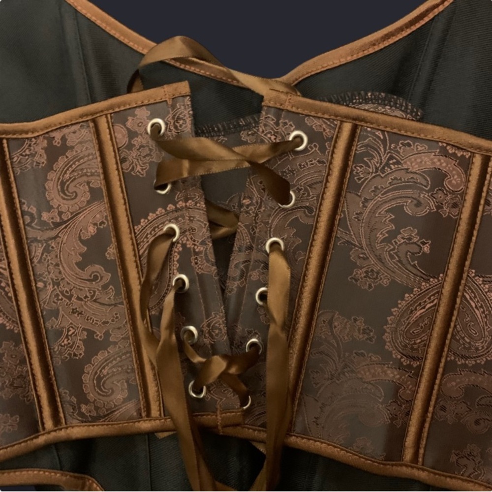 Elegant Brown Paisley Halter Top Corset - Picture 6 of 6